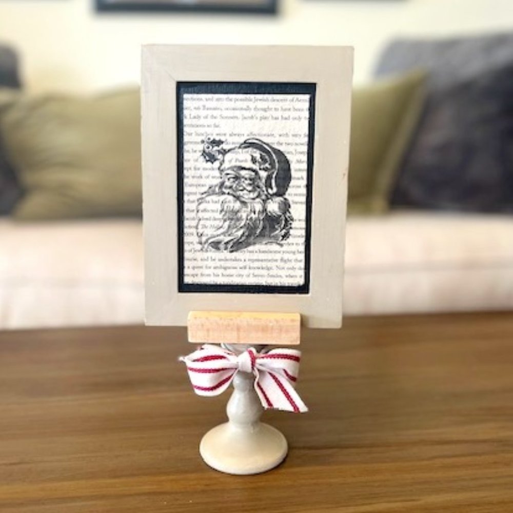 Vintage Santa printed on old book paper